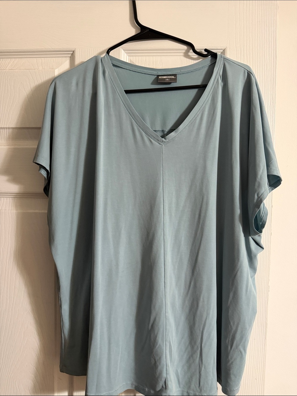 32 Cool Light Blue V-Neck Women's Top